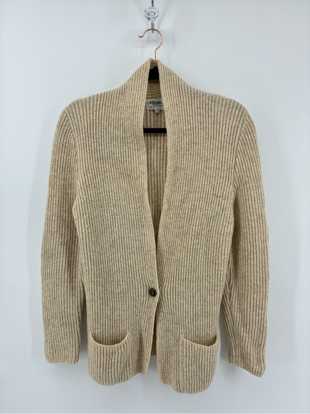 Vintage Aljean of Canada Ltd 1976 100% Wool Cream Cardigan Sweater